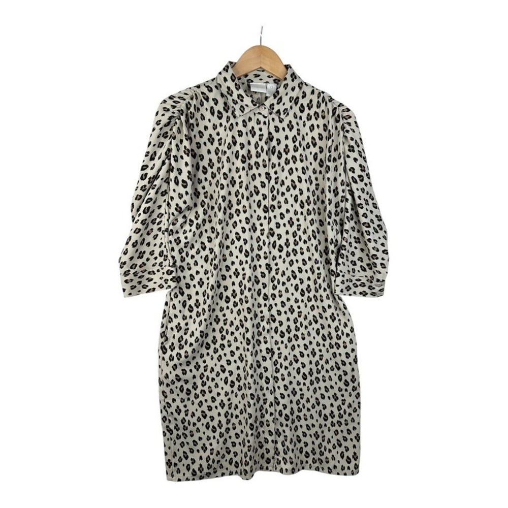 Chico's Women's Animal Print Shirt Dress Size 0 (US Small / 4) Beige